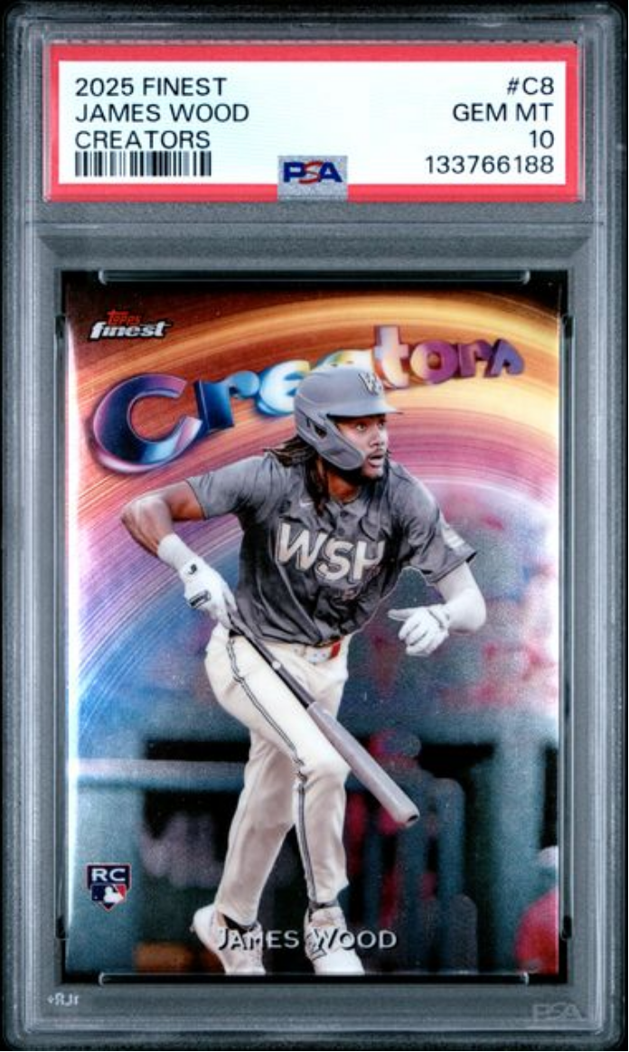 Graded 2025 Topps Finest James Wood #C8 Creators Rookie RC Baseball Card PSA 10 Gem Mint