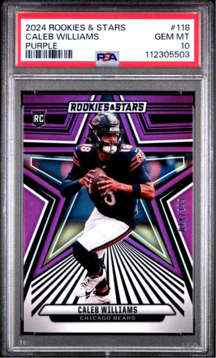 Graded 2024 Panini Rookies & Stars Caleb Williams #118 Purple /299 Rookie RC Football Card PSA 10 Gem Mint
