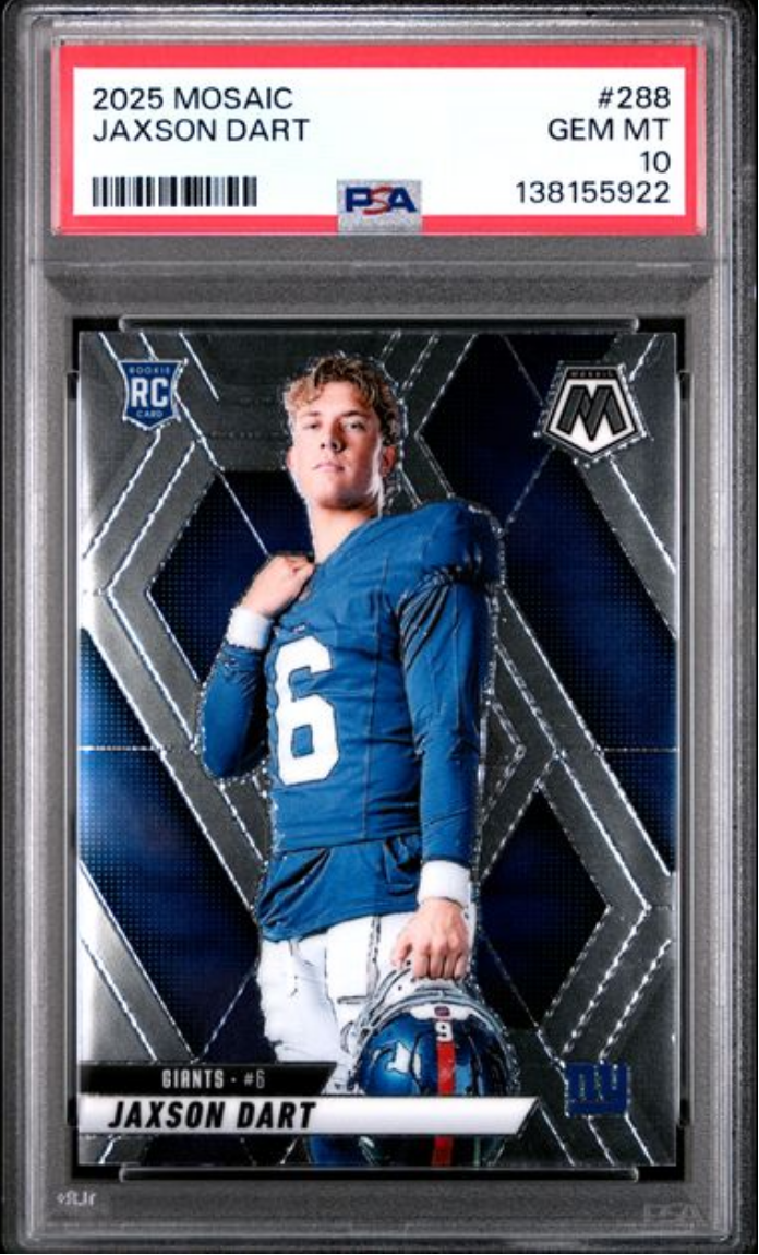 Graded 2025 Panini Mosaic Jaxson Dart #288 Rookie RC Football Card PSA 10 Gem Mint