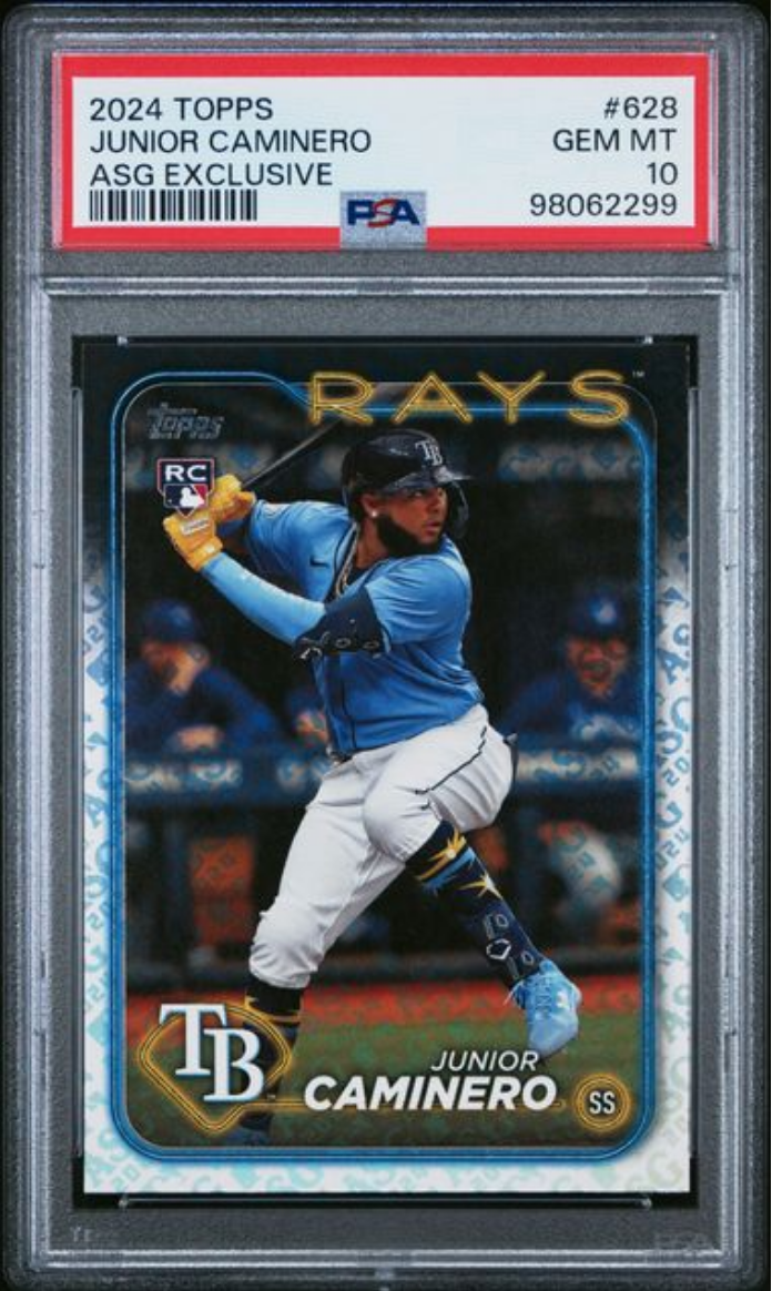 Graded 2024 Topps Junior Caminero #628 ASG Exclusive Rookie RC Baseball Card PSA 10 Gem Mint