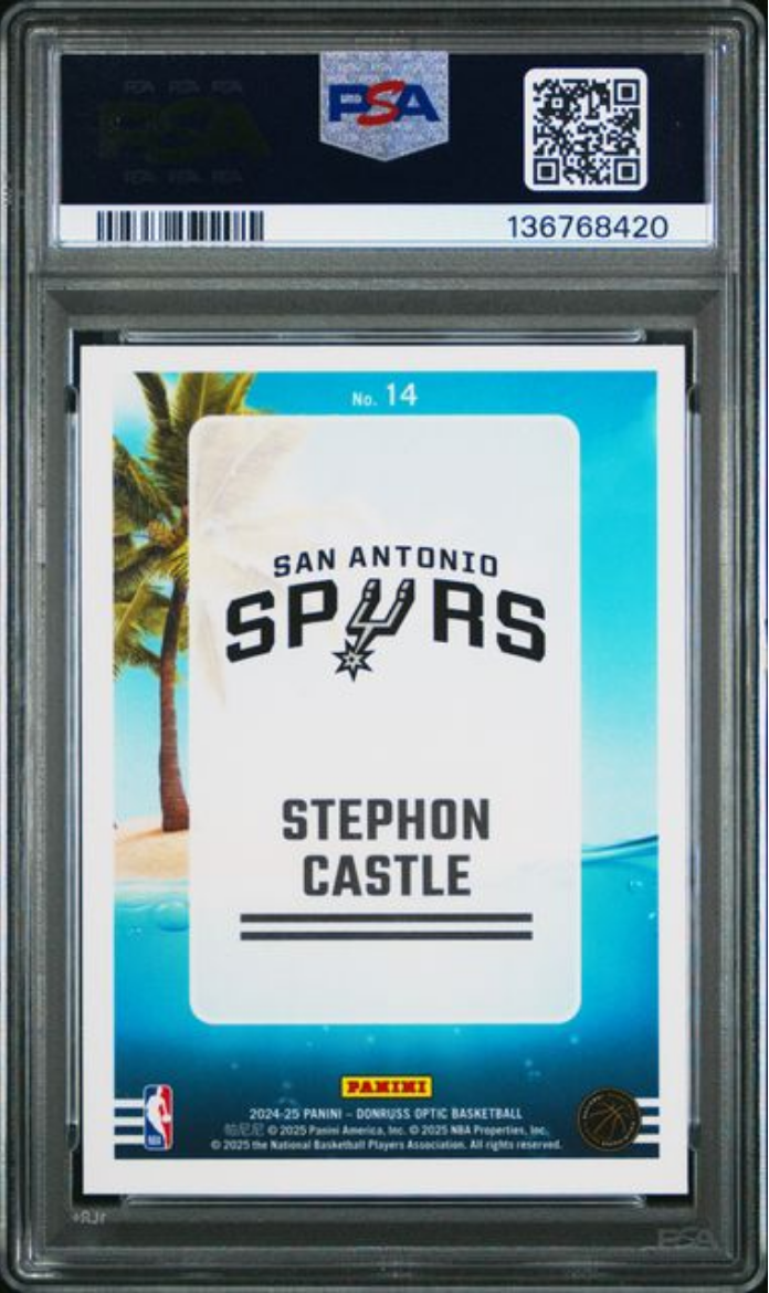 Graded 2024 Panini Donruss Optic Stephon Castle #14 Splash! Rookie RC Basketball Card PSA 10 Gem Mint