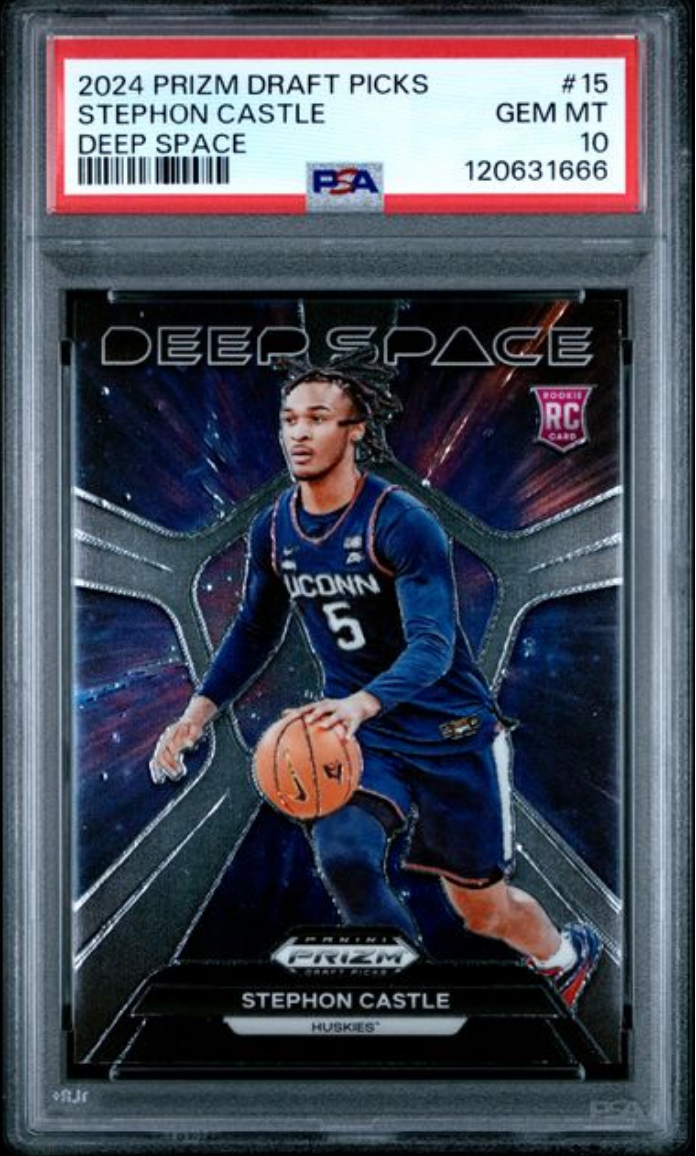 Graded 2024 Panini Prizm Draft Picks Stephon Castle #15 Deep Space Rookie RC Basketball Card PSA 10 Gem Mint