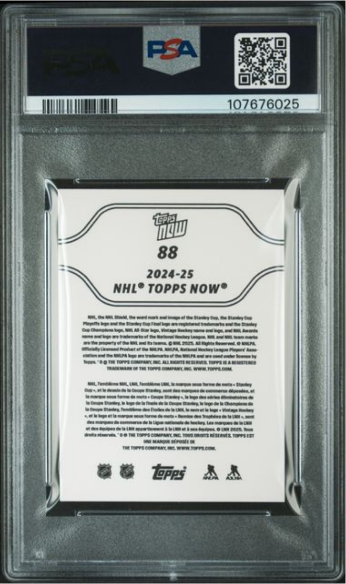 Graded 2024 Topps Now NHL Macklin Celebrini #88 Stickers Rookie RC Hockey Card PSA 10 Gem Mint