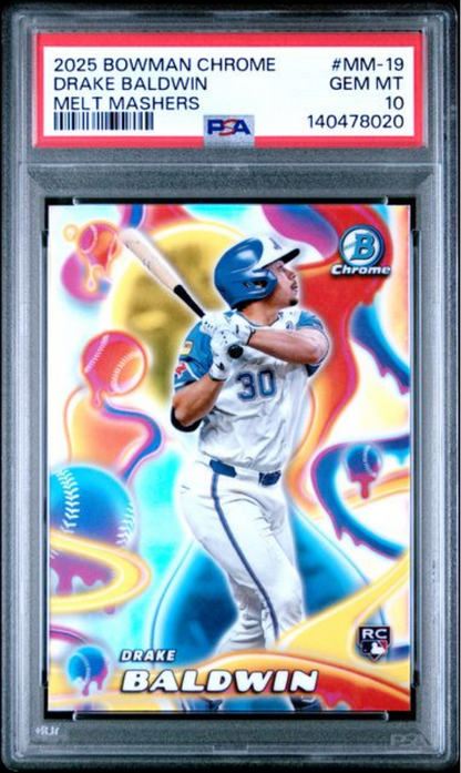 Graded 2025 Topps Bowman Chrome Drake Baldwin #MM19 Melt Mashers Rookie RC Baseball Card PSA 10 Gem Mint