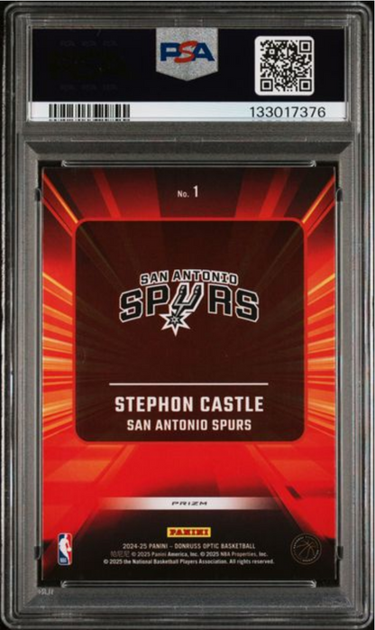 Graded 2024 Panini Donruss Optic Stephon Castle #1 Express Lane Purple Rookie RC Basketball Card PSA 10 Gem Mint