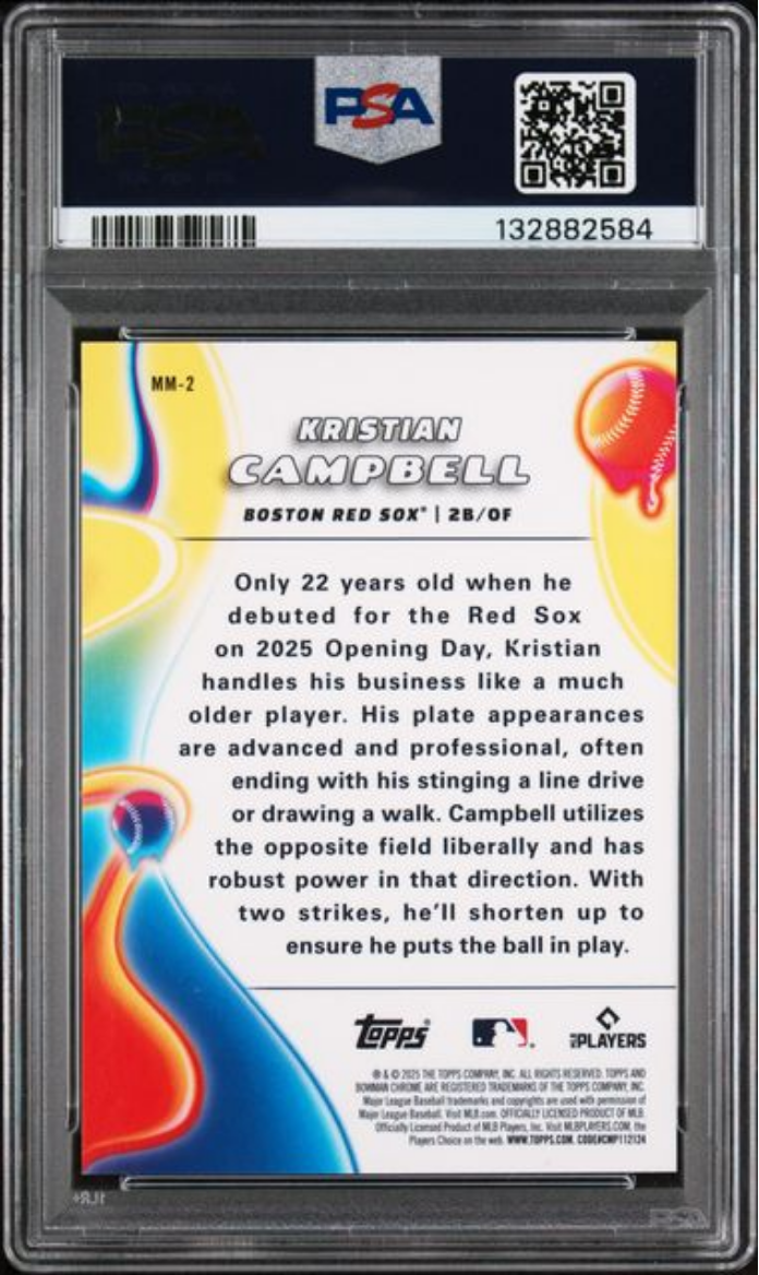 Graded 2025 Topps Bowman Chrome Kristian Campbell #MM2 Melt Mashers Rookie RC Baseball Card PSA 10 Gem Mint