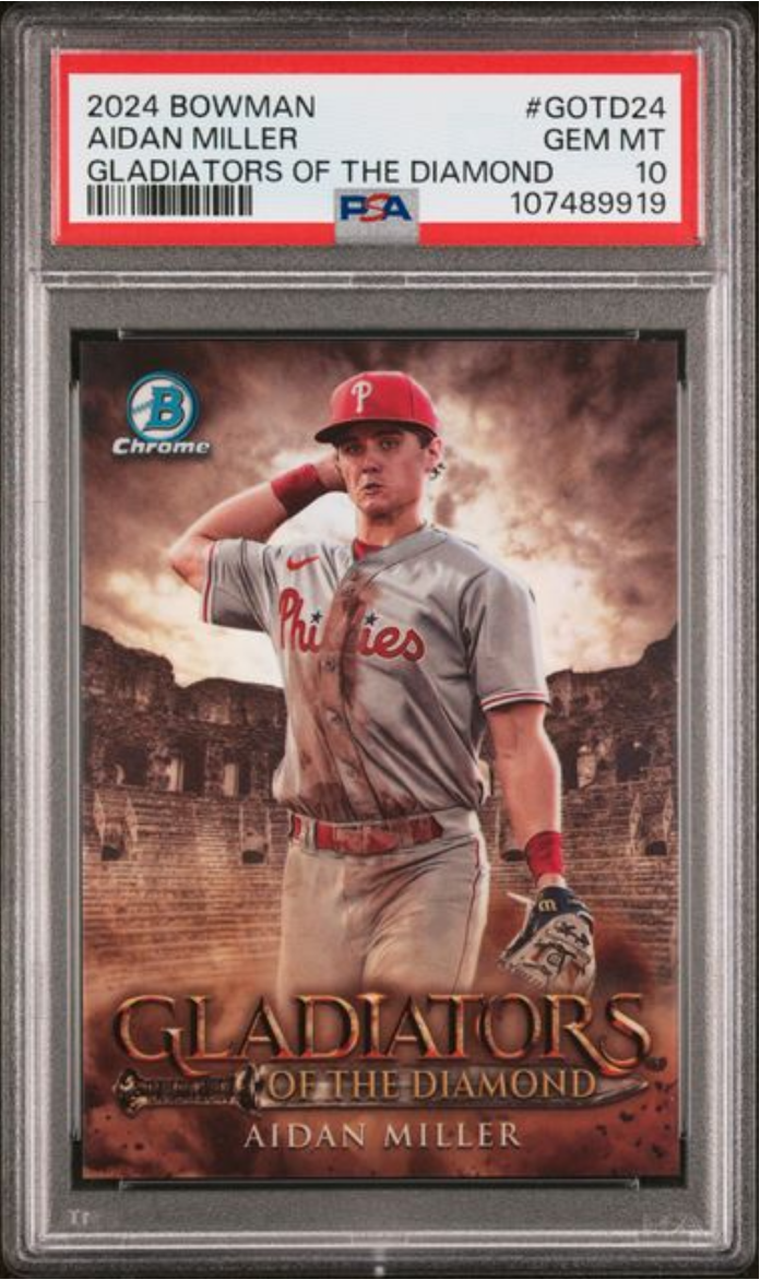 Graded 2024 Topps Bowman Aidan Miller #GOTD24 Gladiators of the Diamond Rookie RC Baseball Card PSA 10 Gem Mint