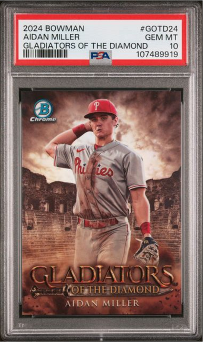 Graded 2024 Topps Bowman Aidan Miller #GOTD24 Gladiators of the Diamond Rookie RC Baseball Card PSA 10 Gem Mint
