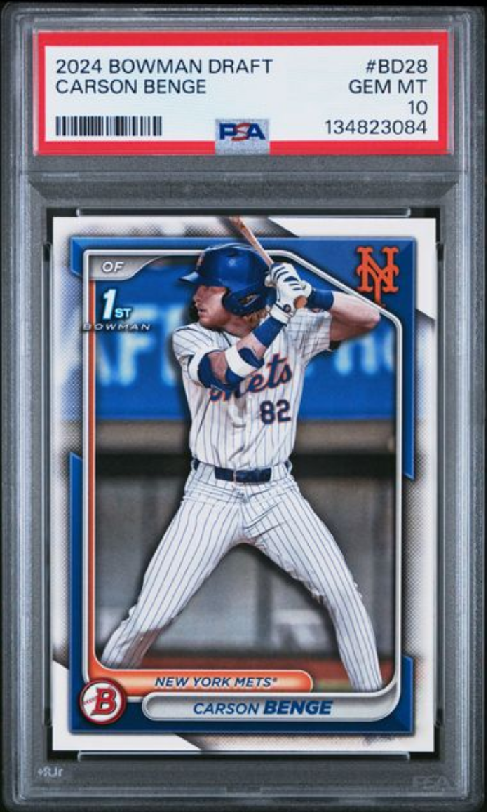 Graded 2024 Topps Bowman Draft Carson Benge #BD28 Rookie RC Baseball Card PSA 10 Gem Mint