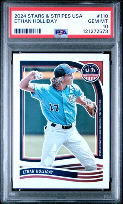 Graded 2024 Panini Stars & Stripes USA Ethan Holliday #110 Rookie RC Baseball Card PSA 10 Gem Mint
