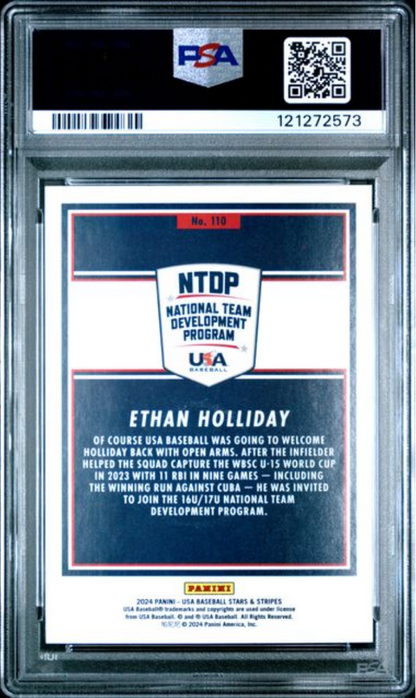 Graded 2024 Panini Stars & Stripes USA Ethan Holliday #110 Rookie RC Baseball Card PSA 10 Gem Mint