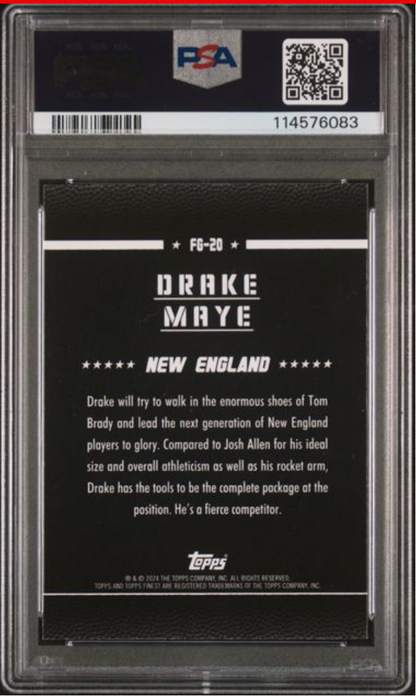 Graded 2024 Topps Finest Drake Maye #FG20 Field Generals Rookie RC Football Card PSA 10 Gem Mint