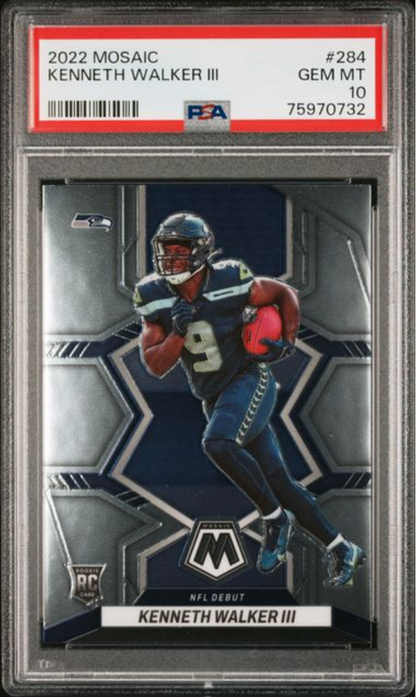 Graded 2022 Panini Mosaic Kenneth Walker III #284 Rookie RC Football Card PSA 10 Gem Mint