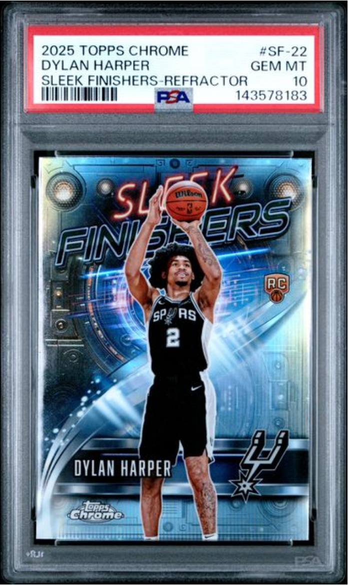 Graded 2025 Topps Chrome Dylan Harper #SF22 Sleek Finishers Refractor Rookie RC Basketball Card PSA 10 Gem Mint