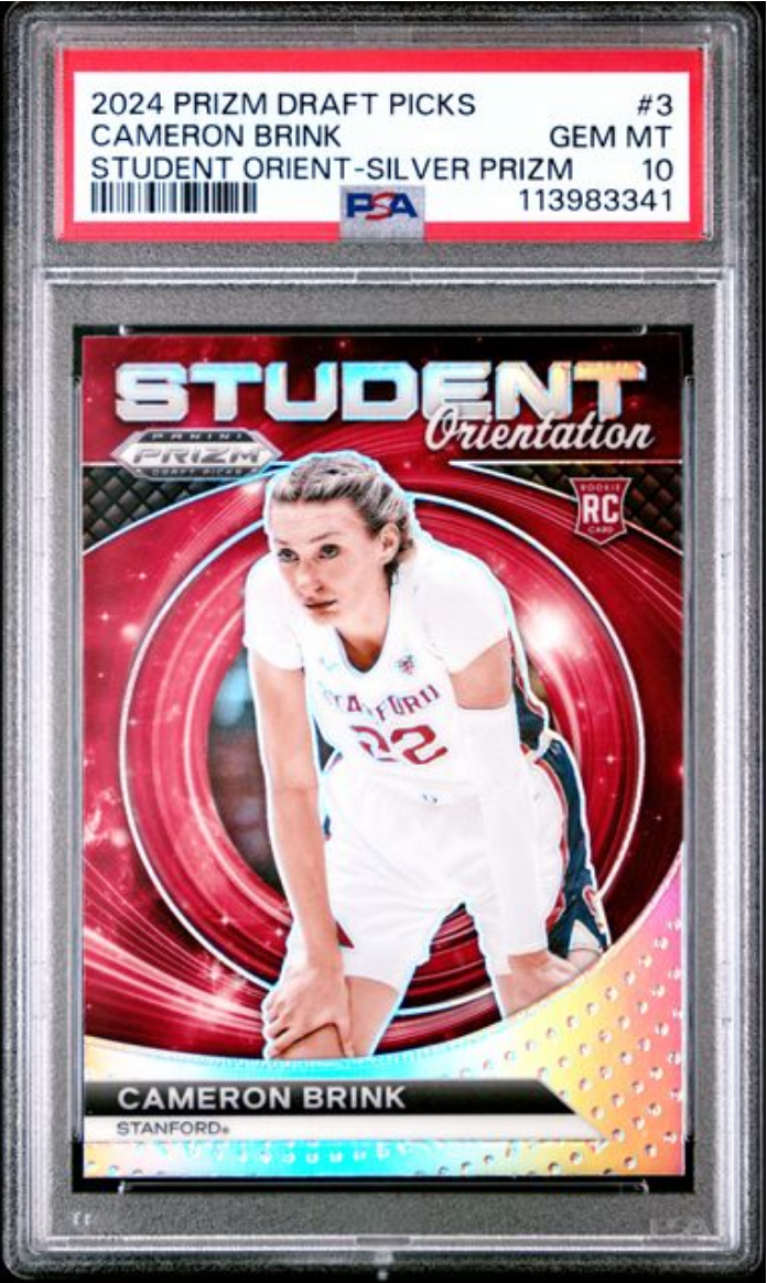 Graded 2024 Panini Prizm Draft Picks Cameron Brink #3 Student Orientation Silver Prizm Rookie RC Basketball Card PSA 10 Gem Mint
