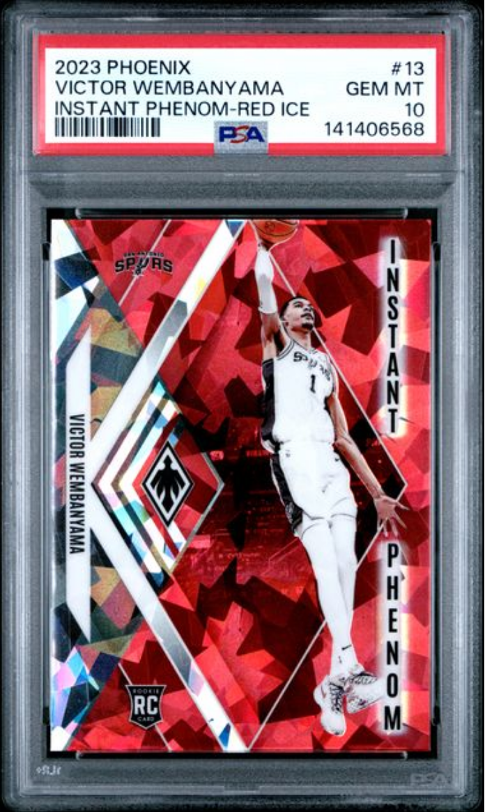 Graded 2023 Panini Phoenix Victor Wembanyama #13 Instant Phenom Red Ice Rookie RC Basketball Card PSA 10 Gem Mint