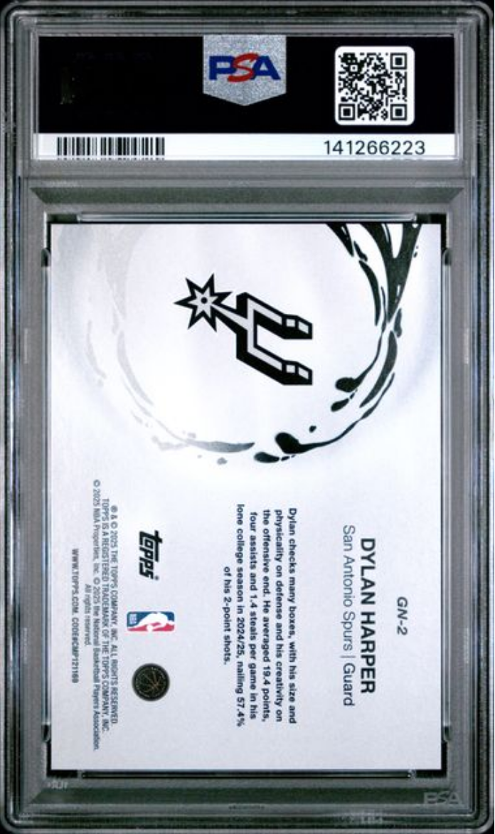 Graded 2025 Topps Dylan Harper #GN2 Generation Now Rookie RC Basketball Card PSA 10 Gem Mint