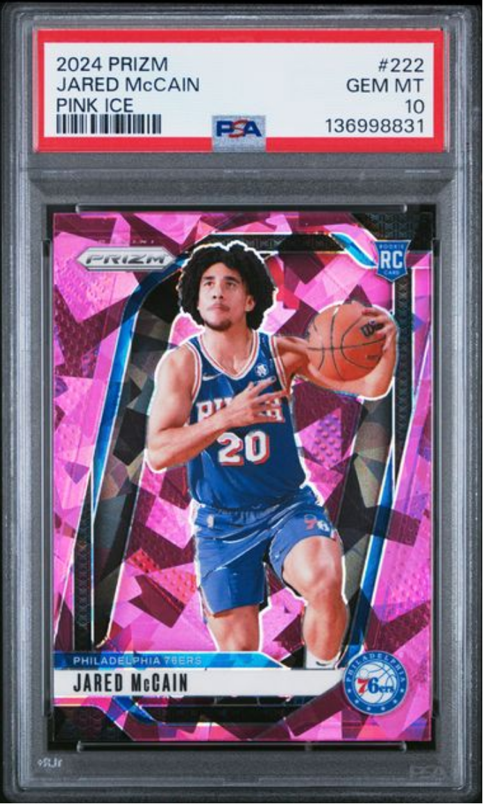 Graded 2024 Panini Prizm Jared McCain #222 Pink Ice Rookie RC Basketball Card PSA 10 Gem Mint