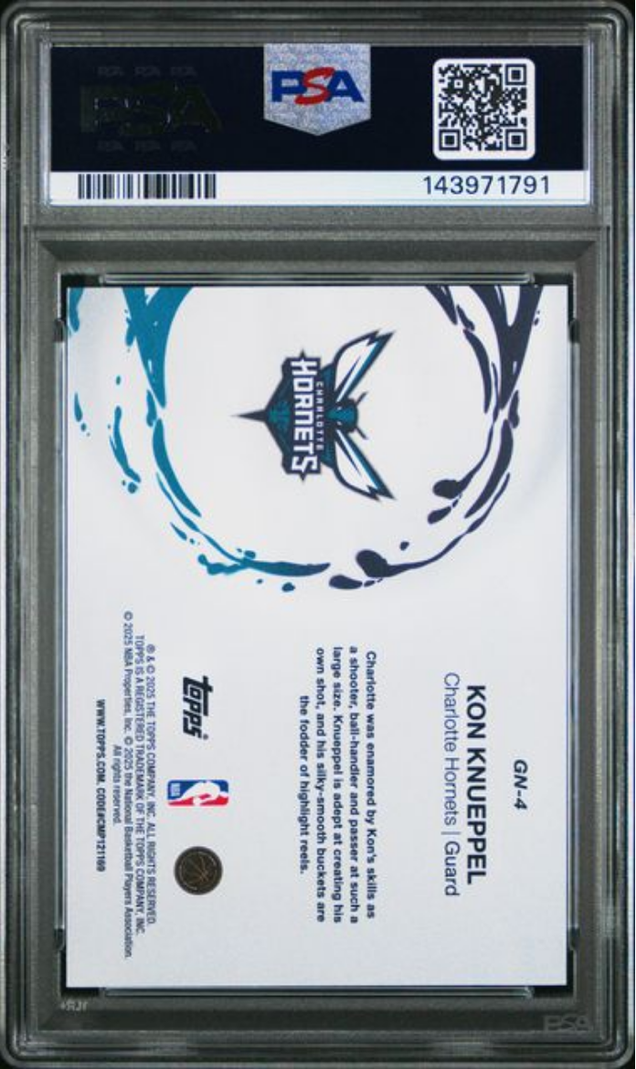 Graded 2025 Topps Kon Knueppel #GN4 Generation Now Rookie RC Basketball Card PSA 10 Gem Mint