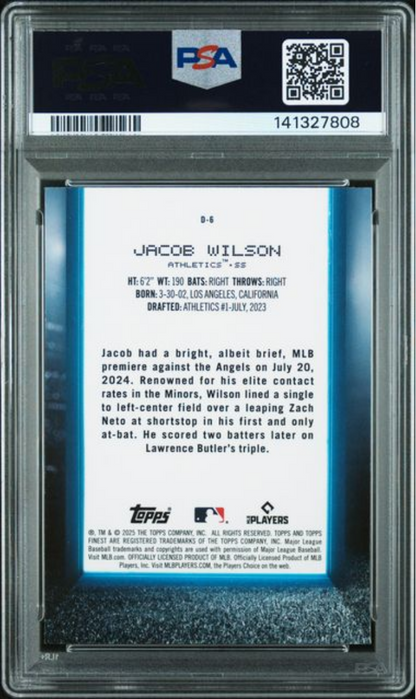 Graded 2025 Topps Finest Jacob Wilson #D6 Debut Rookie RC Baseball Card PSA 10 Gem Mint