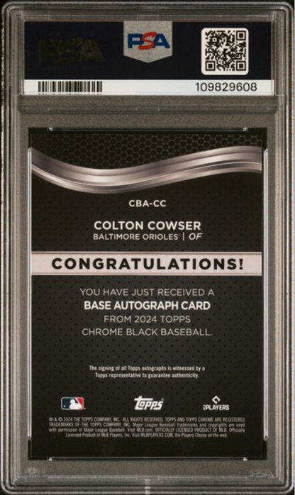 Graded 2024 Topps Chrome Black Colton Cowser #CC Autograph Rookie RC Baseball Card PSA 10 Gem Mint