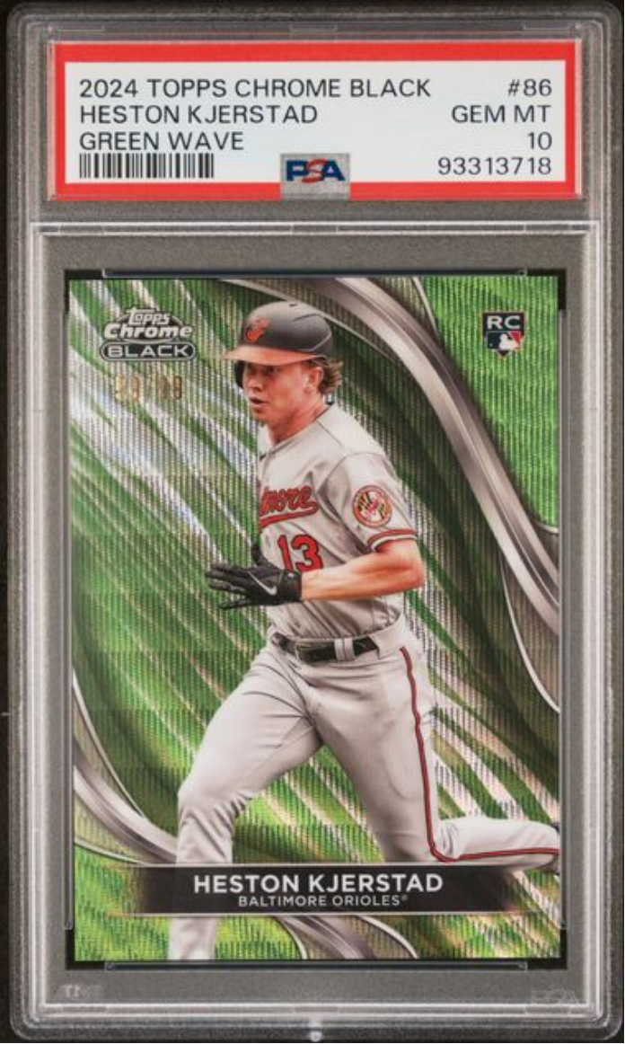 Graded 2024 Topps Chrome Black Heston Kjerstad #86 Green Wave /99 Rookie RC Baseball Card PSA 10 Gem Mint