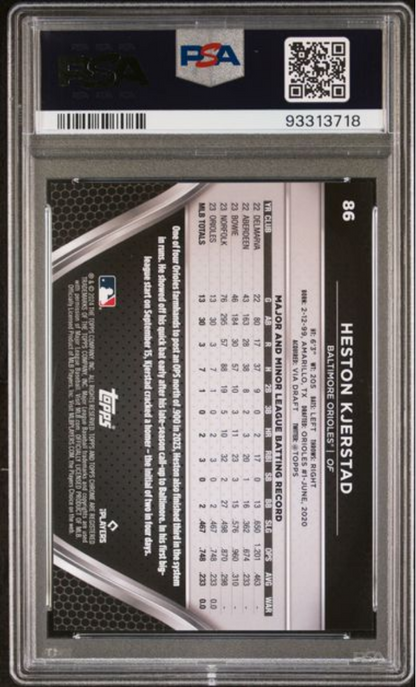 Graded 2024 Topps Chrome Black Heston Kjerstad #86 Green Wave /99 Rookie RC Baseball Card PSA 10 Gem Mint