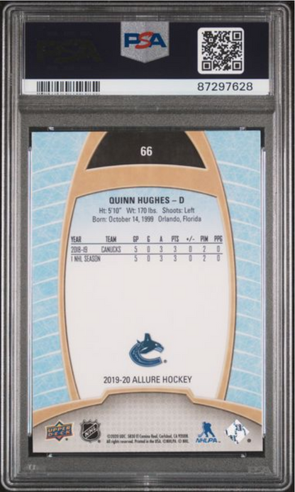 Graded 2019 Upper Deck Allure Quinn Hughes #66 Rookie RC Hockey Card PSA 10 Gem Mint