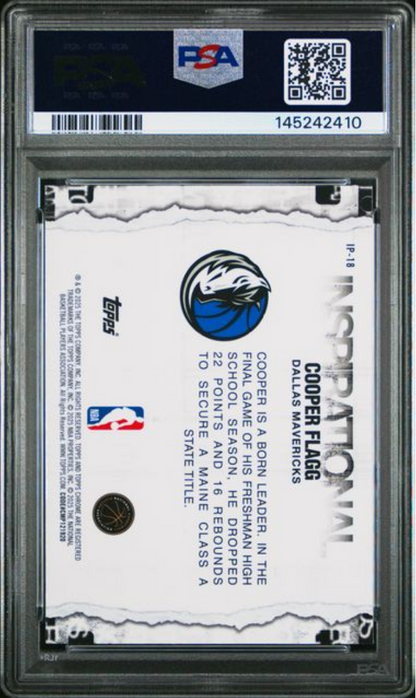 Graded 2025 Topps Chrome Cooper Flagg #IP18 Inspirational Rookie RC Basketball Card PSA 10 Gem Mint