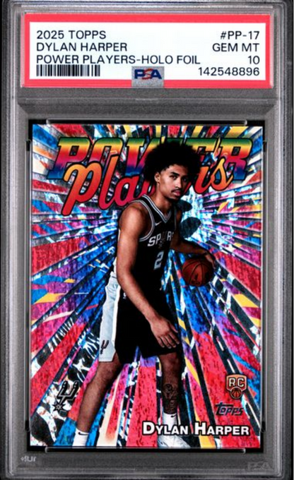Graded 2025 Topps Dylan Harper #PP17 Power Players Holo Foil Rookie RC Basketball Card PSA 10 Gem Mint