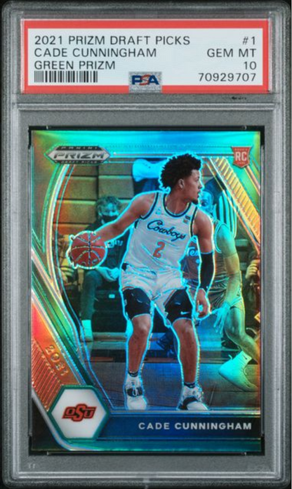 Graded 2021 Panini Prizm Draft Picks Cade Cunningham #1 Green Prizm Rookie RC Basketball Card PSA 10 Gem Mint