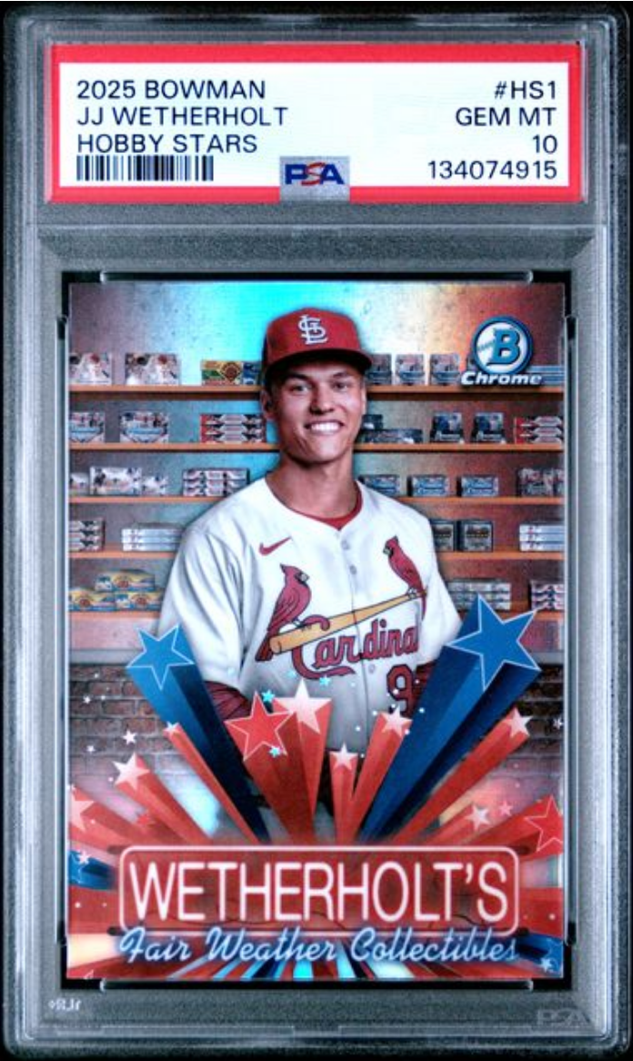 Graded 2025 Topps Bowman JJ Wetherholt #HS1 Hobby Stars Rookie RC Baseball Card PSA 10 Gem Mint