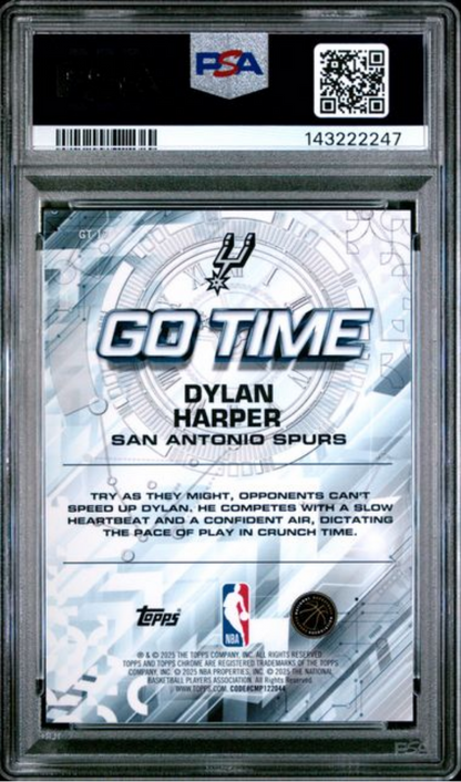 Graded 2025 Topps Chrome Dylan Harper #GT17 Go Time Rookie RC Basketball Card PSA 10 Gem Mint