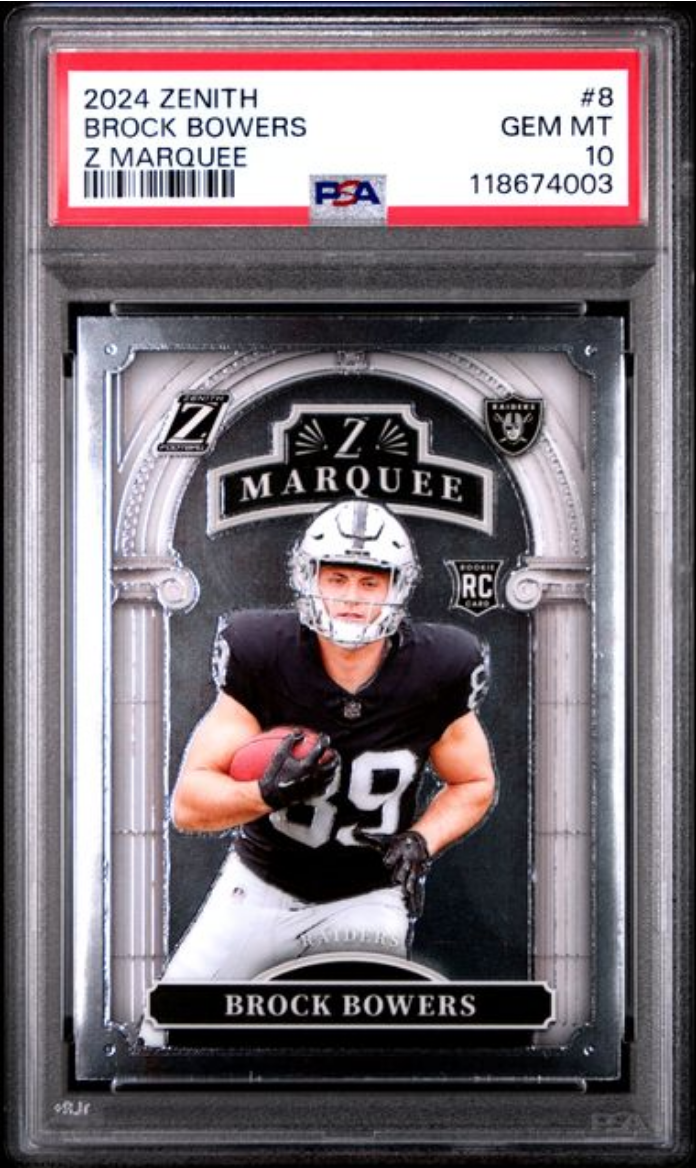 Graded 2024 Panini Zenith Brock Bowers #8 Z Marquee Rookie RC Football Card PSA 10 Gem Mint