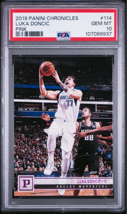 Graded 2019 Panini Chronicles Luka Doncic #114 Pink Basketball Card PSA 10 Gem Mint