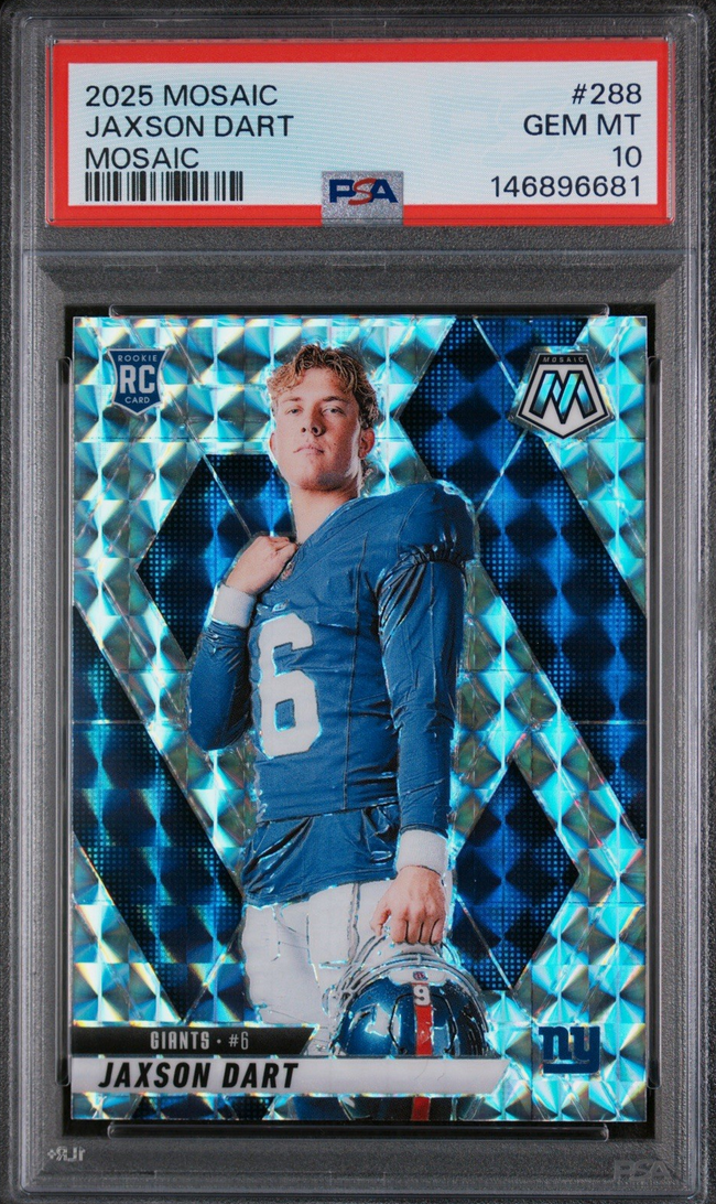 Graded 2025 Panini Mosaic Jaxson Dart #288 Mosaic Rookie RC Football Card PSA 10 Gem Mint
