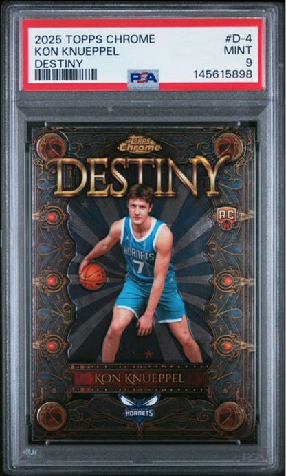 Graded 2025 Topps Chrome Kon Knueppel #D4 Destiny Rookie RC Basketball Card PSA 9 Mint