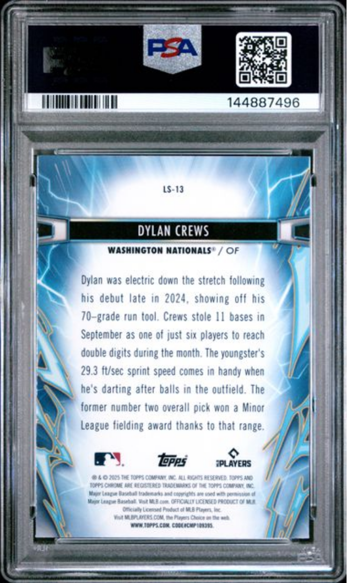 Graded 2025 Topps Cosmic Chrome Dylan Crews #13 Light Speed Rookie RC Baseball Card PSA 10 Gem Mint