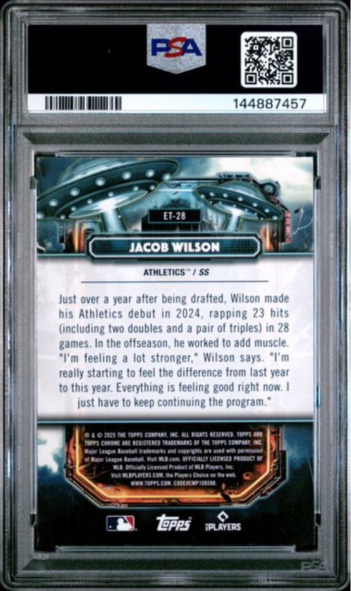 Graded 2025 Topps Cosmic Chrome Jacob Wilson #28 Extraterrestrial Talent Rookie RC Baseball Card PSA 10 Gem Mint