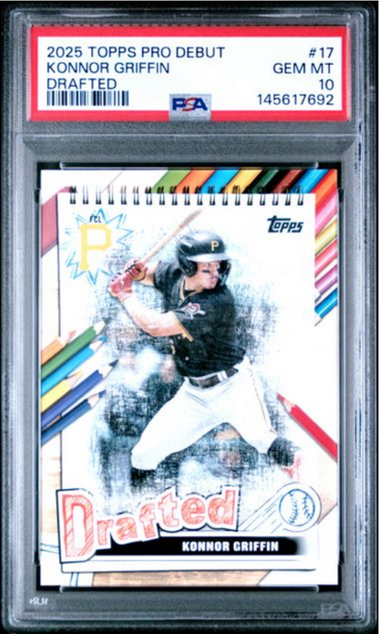 Graded 2025 Topps Pro Debut Konnor Griffin #17 Drafted Rookie RC Baseball Card PSA 10 Gem Mint
