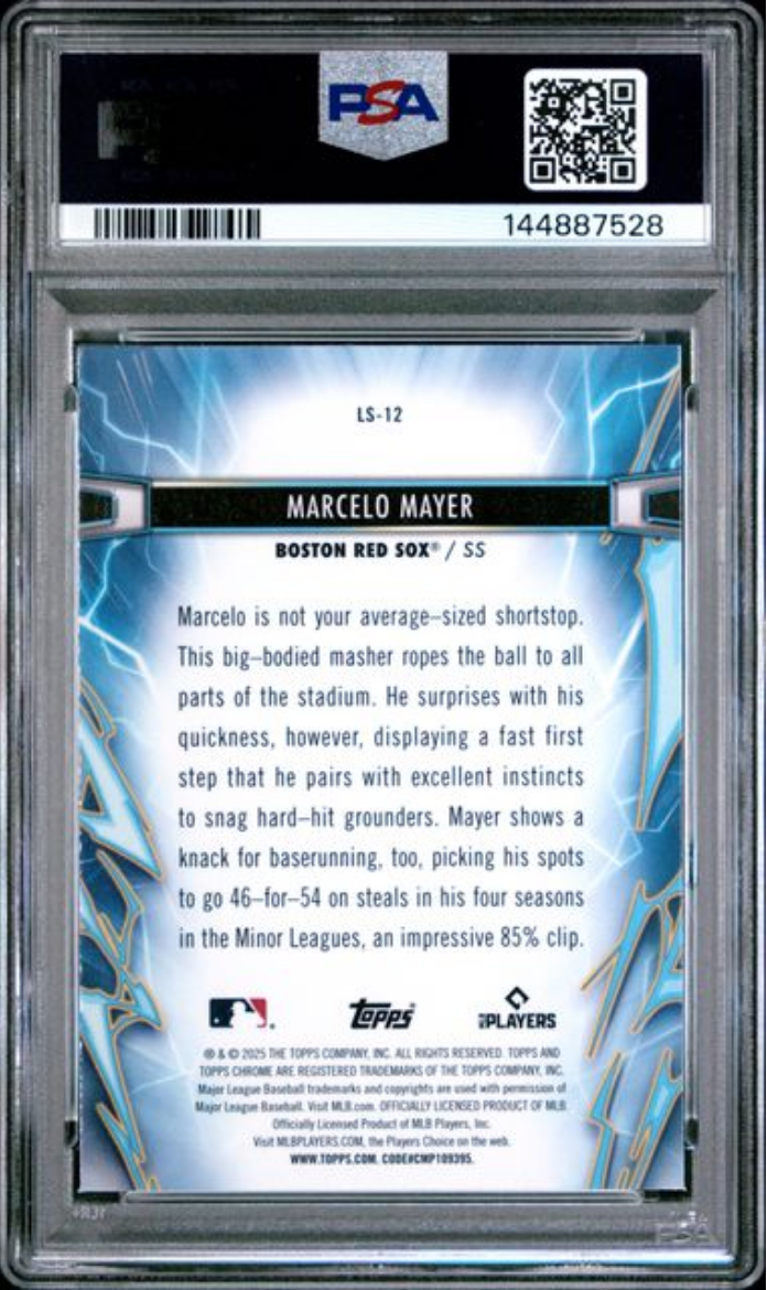 Graded 2025 Topps Cosmic Chrome Marcelo Mayer #12 Light Speed Rookie RC Baseball Card PSA 10 Gem Mint