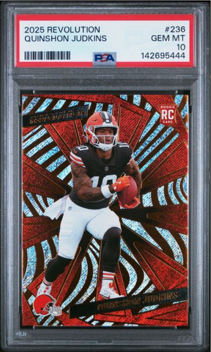 Graded 2025 Panini Revolution Quinshon Judkins #236 Rookie RC Football Card PSA 10 Gem Mint