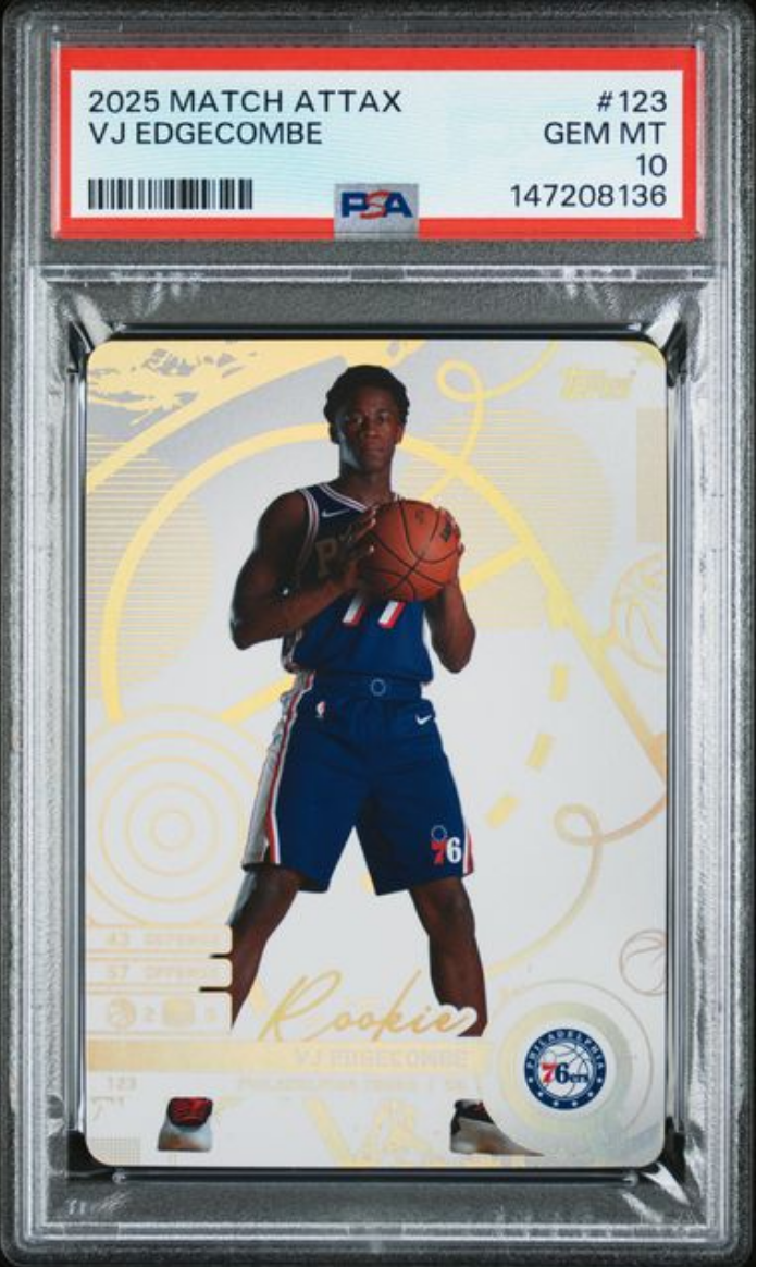 Graded 2025 Topps Match Attax VJ Edgecombe #123 Rookie RC Basketball Card PSA 10 Gem Mint