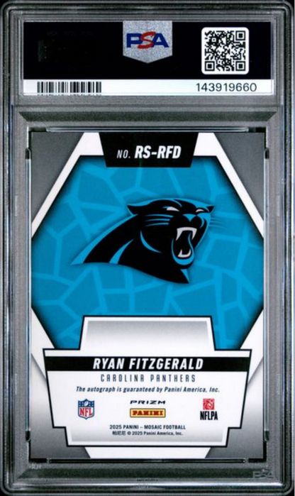 Graded 2025 Panini Mosaic Ryan Fitzgerald #RS-RFD Rookie Scripts Rookie RC Football Card PSA 10 Gem Mint