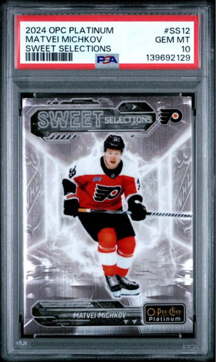 Graded 2024 O-Pee-Chee Platinum Matvei Michkov #SS12 Sweet Selections Rookie RC Hockey Card PSA 10 Gem Mint