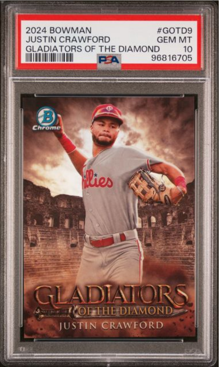 Graded 2024 Topps Bowman Justin Crawford #GOTD9 Gladiators of the Diamond Rookie RC Baseball Card PSA 10 Gem Mint