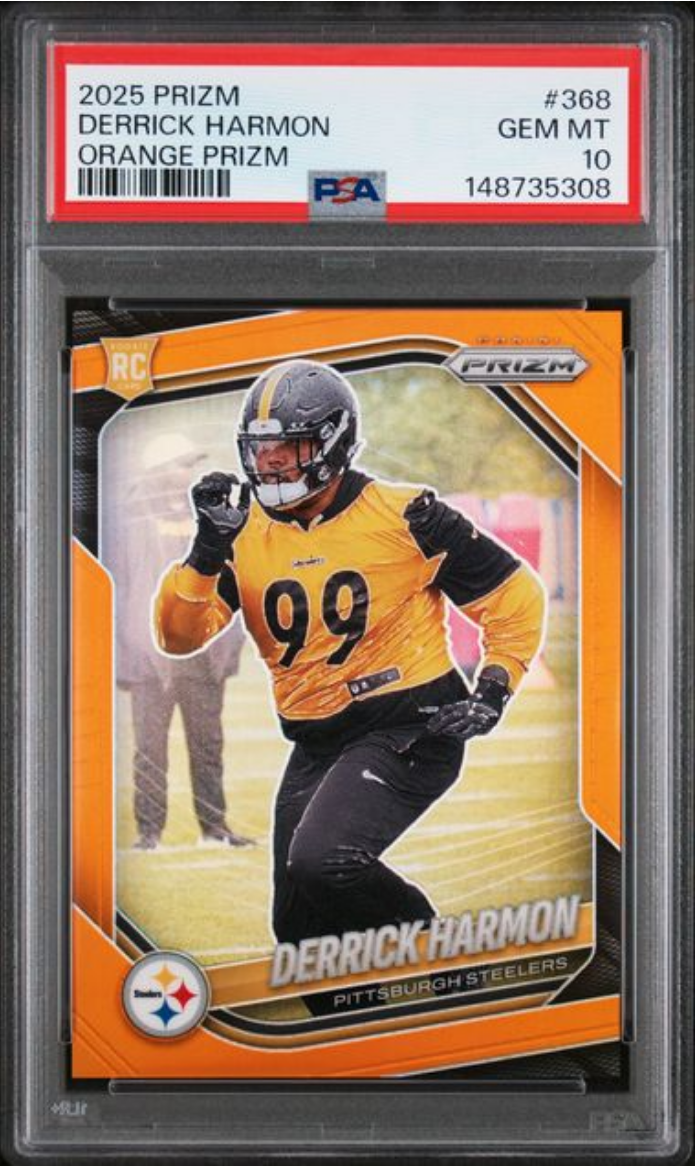 Graded 2205 Panini Prizm Derrick Harmon #368 Orange Prizm /249 Rookie RC Football Card PSA 10 Gem Mint