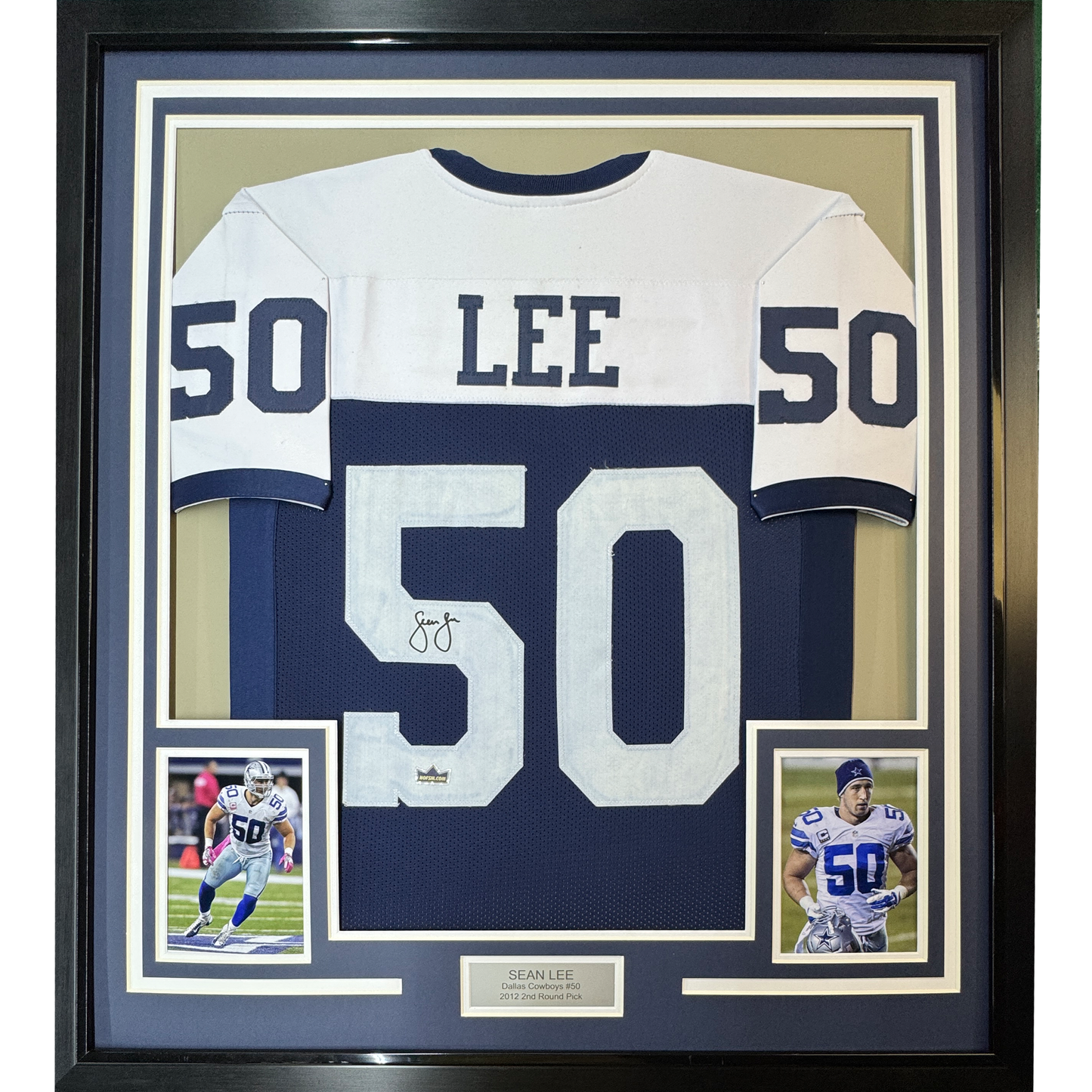 Framed Facsimile Autographed Sean Lee 35x39 Dallas Thanksgiving Day Reprint Laser Auto Football Jersey