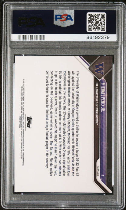 Graded 2023 Topps Bowman U Now Michael Penix Jr. #14 Rookie RC Football Card PSA 10 Gem Mint