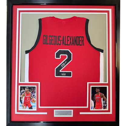 Framed Facsimile Autographed Shai Gilgeous-Alexander SGA 35x39 Canada Red Reprint Laser Auto Basketball Jersey